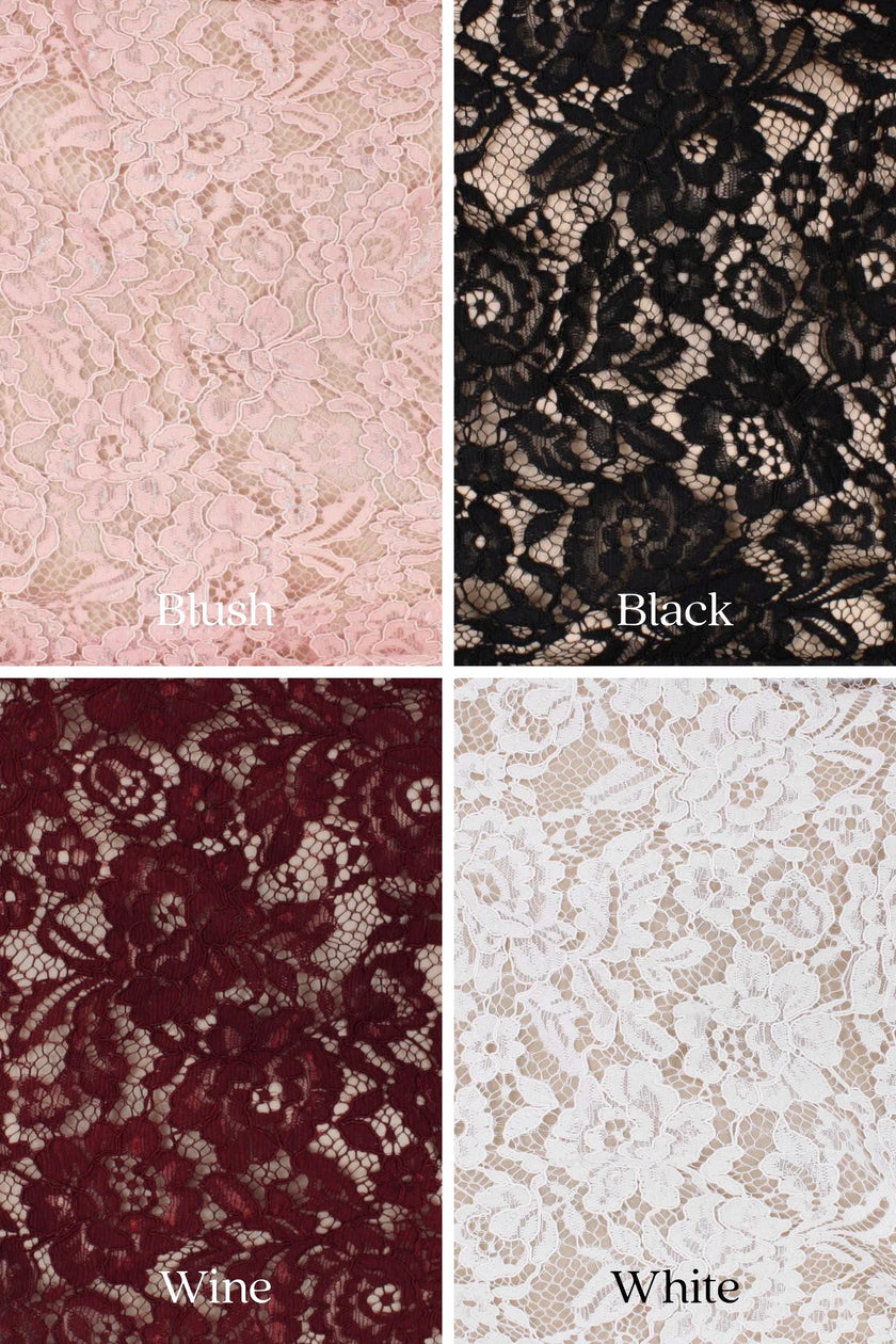 Floral Cotton Blend Lace Fabric: 54