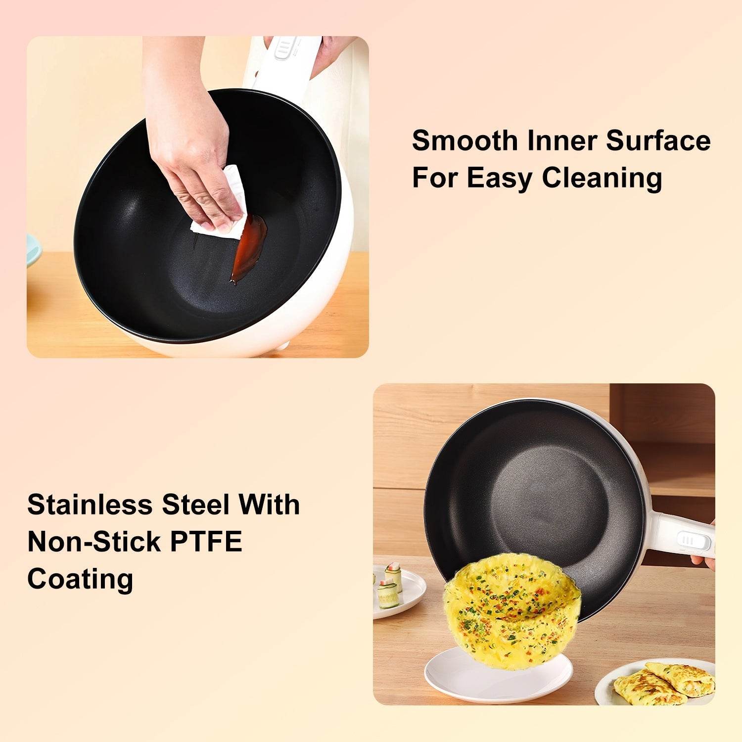 Electric Hot Pot Non-Stick Frying Pan Portable Rapid Noodles Cooker Electric Skillet