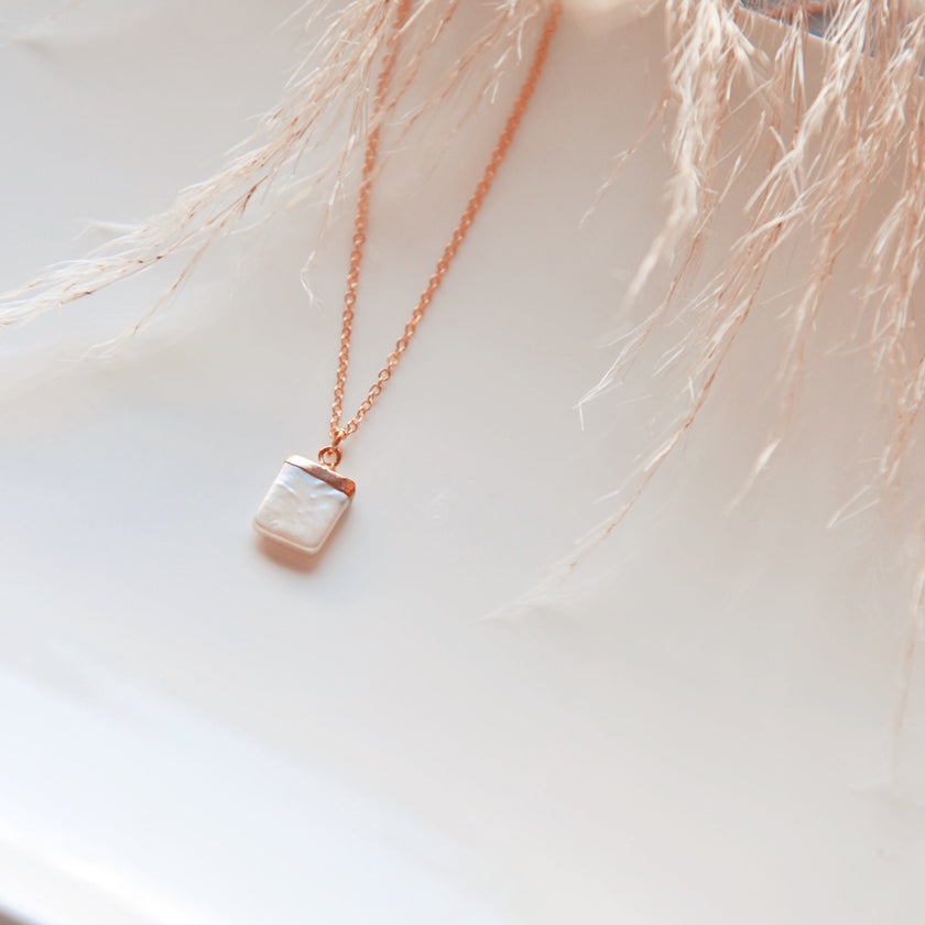 Mother of pearl cube necklace