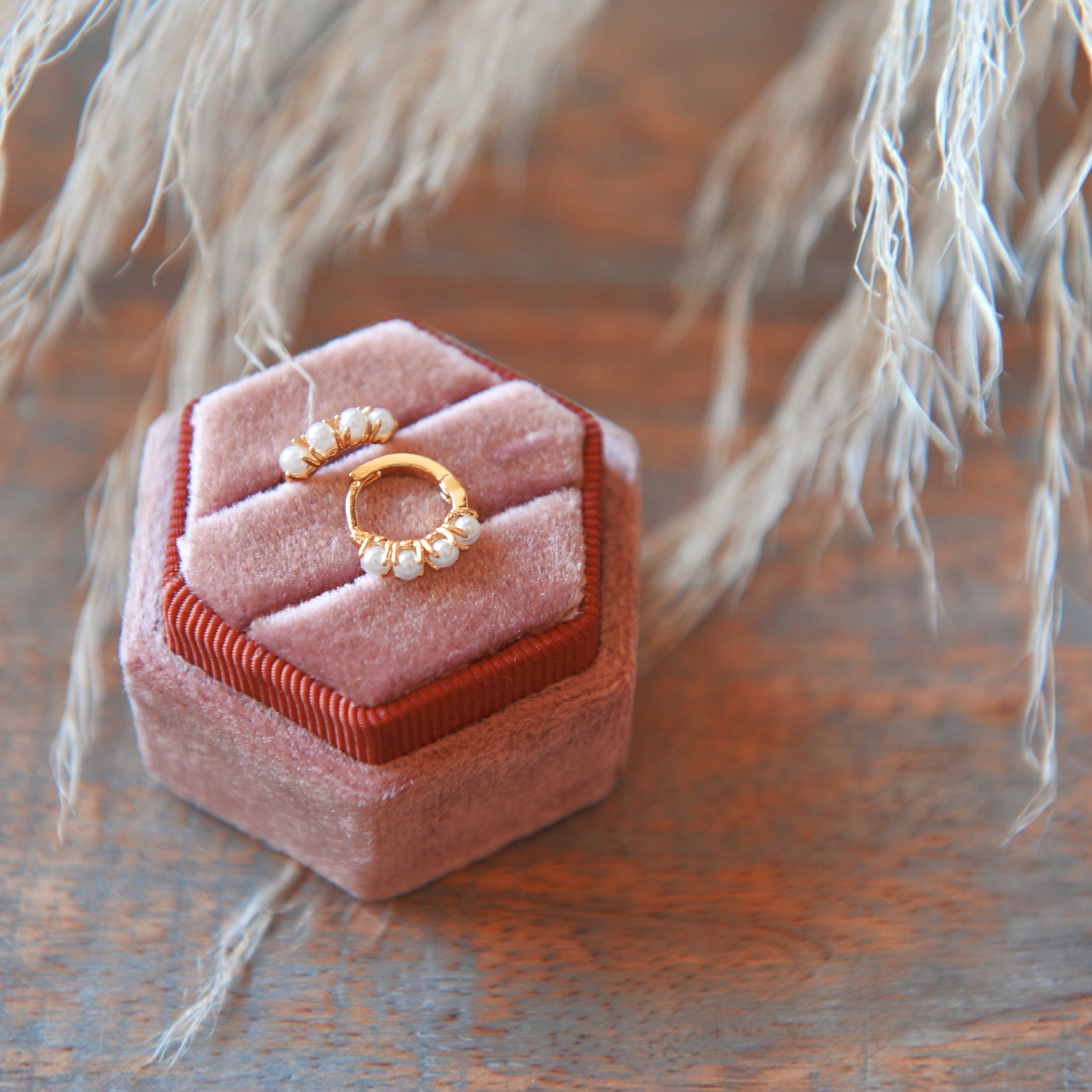 Pearl Huggie hoops