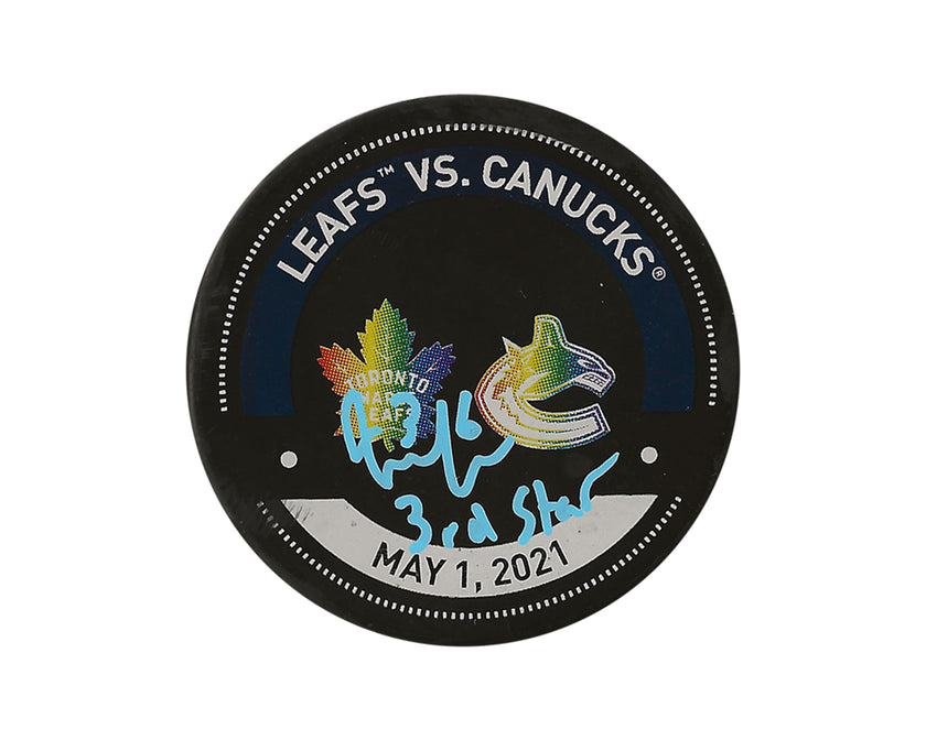 Jack Campbell Autographed Toronto Maple Leafs Warm-Up Puck Inscribed 