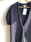 Vintage Black Short-Sleeve Knit Cardigan