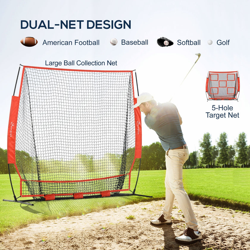 Soozier 6' x 6' Baseball Net for Hitting Pitching Practice with Carry Bag, Red