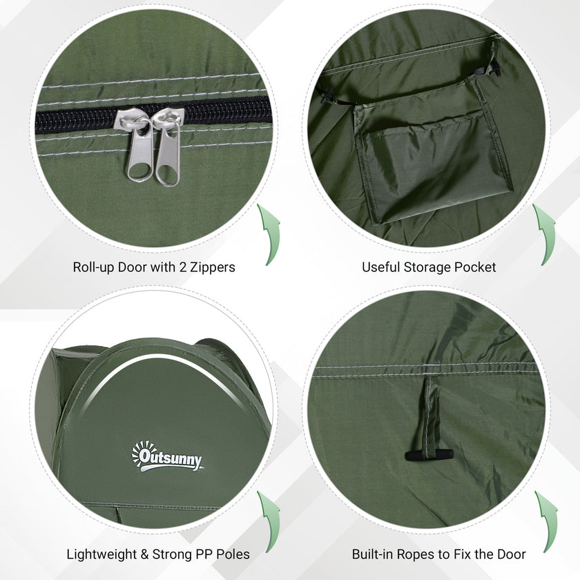 Outsunny Portable Pop Up Camping Shower Tent Dressing Changing Privacy Shelter Green