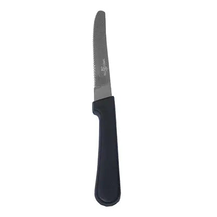 Couteau avec lame dentelée et manche en plastique, noir, 8 3/4