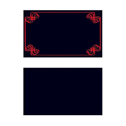 Carte plastifiée, noir/rouge, verso noir 2 1/4