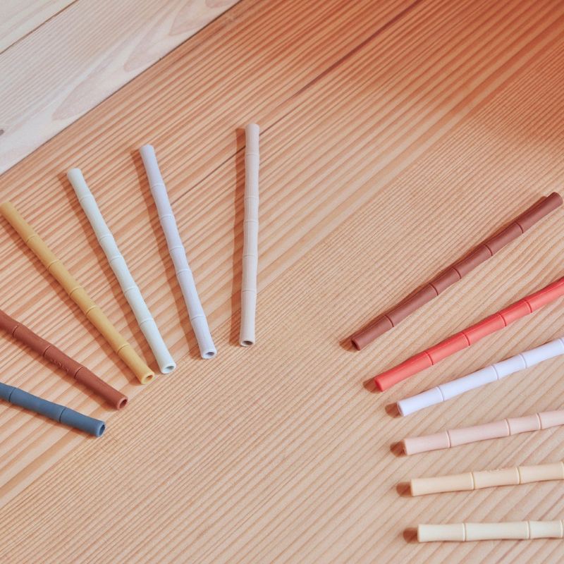 Bamboo Silicone Straw - Pack of 6 - Warm colors