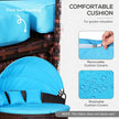 Outsunny 4 Pieces Outdoor Daybed with Retractable Canopy, PE Rattan Wicker Round Sofa Day Bed, Patio Sectional Conversation Furniture Set with Cushions and Pillows, Light Blue