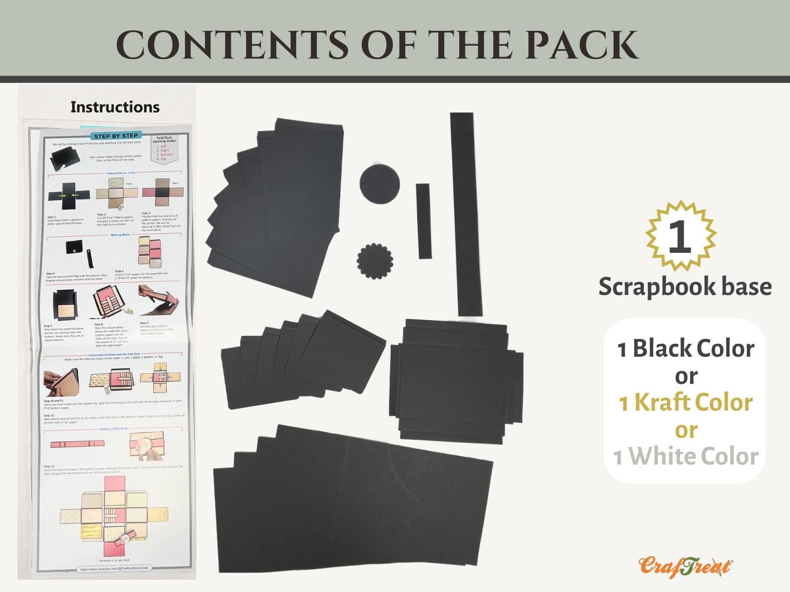 CrafTreat Scrapbook Blank Precut Album Base - Expanding Folio - White