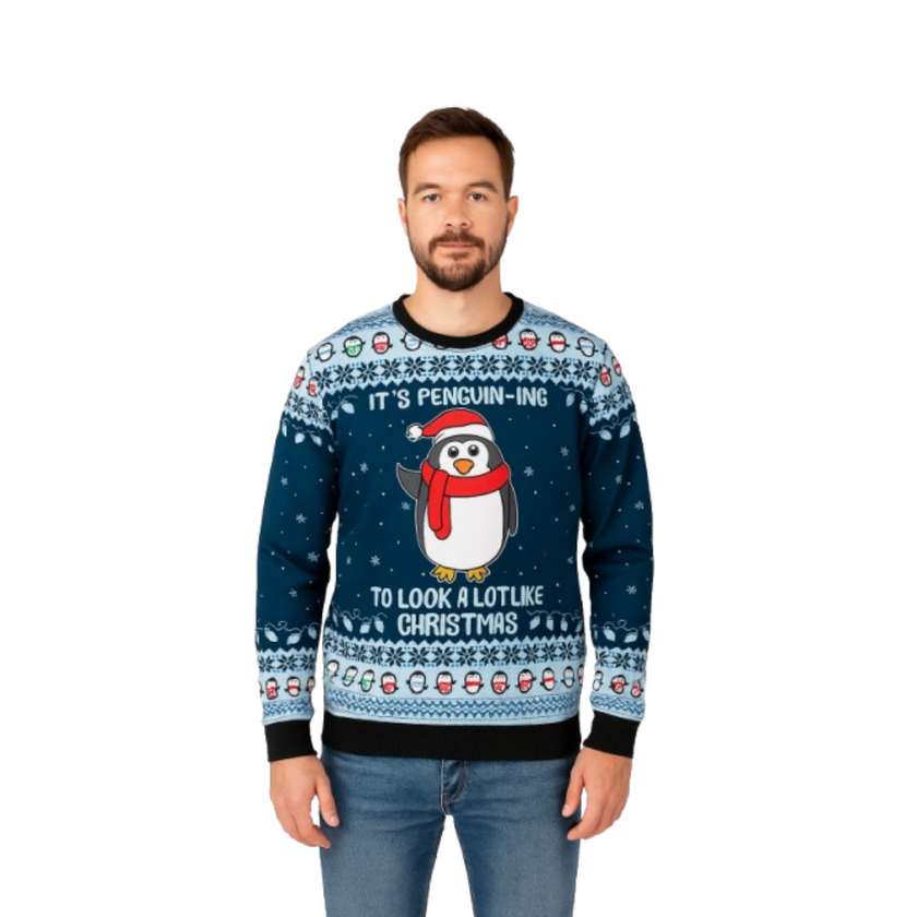 Couple - Pull mignon en forme de pingouin avec pompon