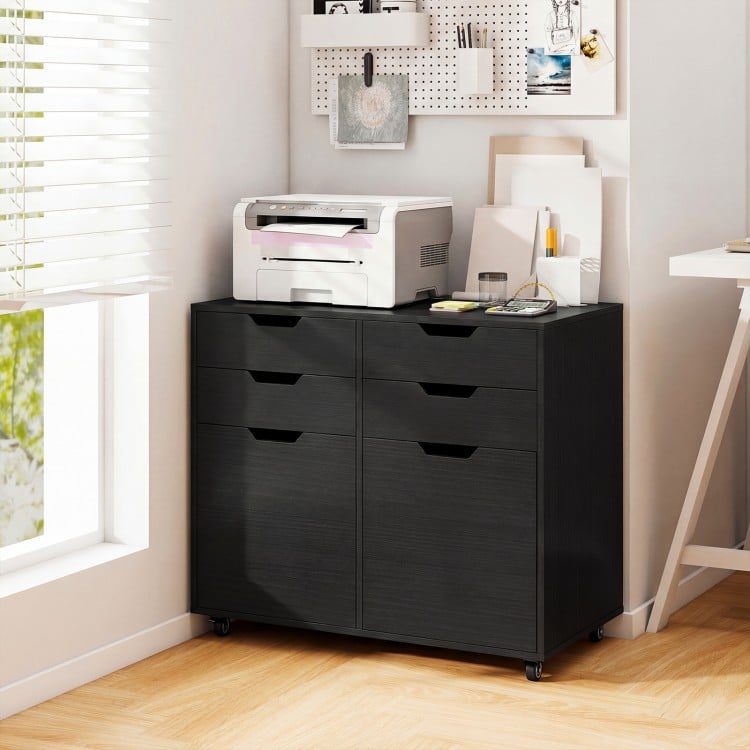 4 Drawer File Cabinet with Wheels for Home Office Organization-Black