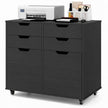 4 Drawer File Cabinet with Wheels for Home Office Organization-Black