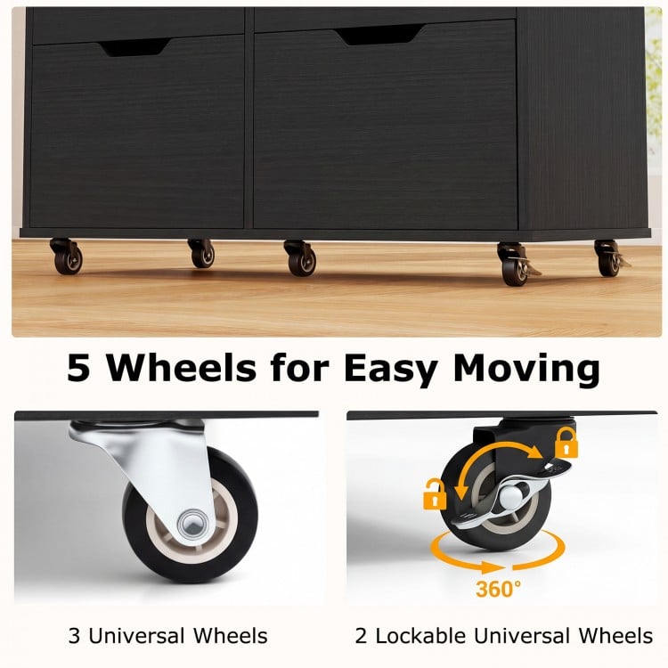 4 Drawer File Cabinet with Wheels for Home Office Organization-Black
