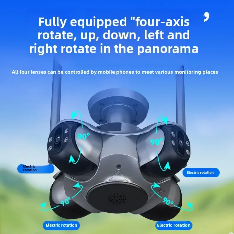 Auto Tracking Wireless Surveillance Cameras HD 4 Screens WiFi IP PTZ FFVideo