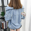 All-match Korean Style Loose Embroidered Denim Jacket Women