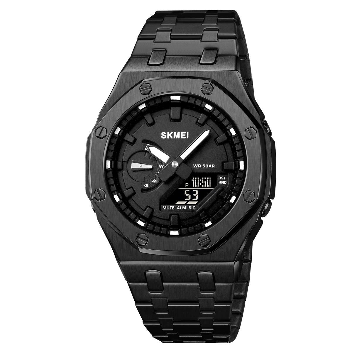 Men's Multifunction Dual Display Business Watch Quartz 50M Waterproof