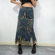 Women's American-style Retro High Waist Irregular Midi Denim Skirt