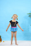 Kids Two-Piece Swimsuit Set – Girls Polyester Swim Top & Shorts in 5 Styles (Size 100–140)