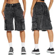 Fashion Street Washed Frayed Hem Women's Denim Straight Short Pants Black Jeans shorts for women