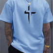 Street-style Mens Casual Loose-fit Cross-print Creative Sports Short-sleeve Top