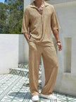 Men's Casual summer 2 piece Pant sets Short sleeved Top and Straight leg pant
