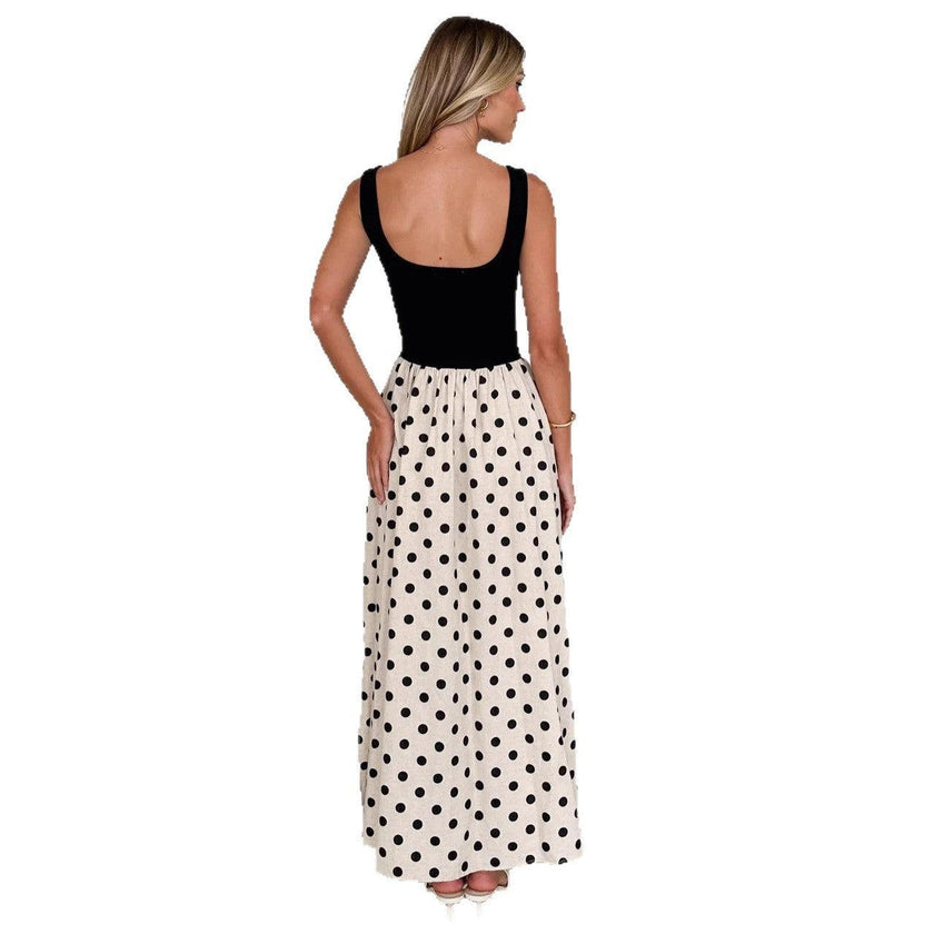 Women's Casual Polka-Dot Slip Dress – Sleeveless Summer Sundress