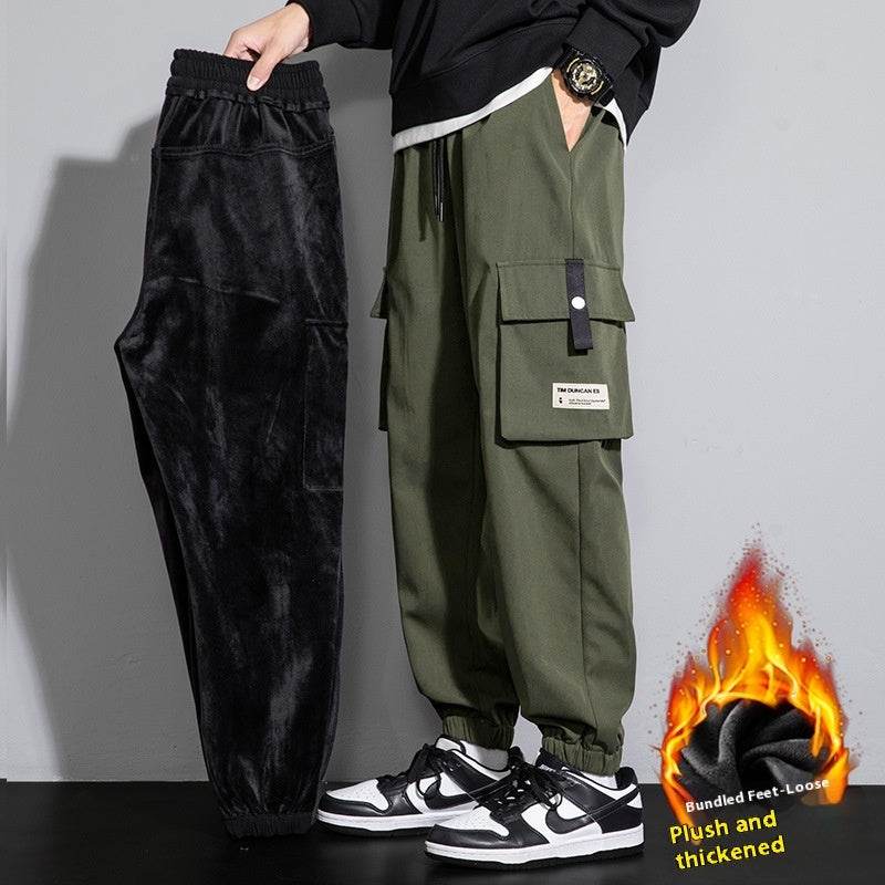 Plus Size Men's Workwear Bag Fall Loose Tappered Cargo Pant trouser