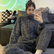 Woolen Pajama – Soft Flannel Stand Collar Cardigan Set for Home & Sleep