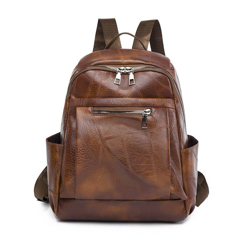 Portable Fashion Simple And Lightweight High School Leather Backpack
