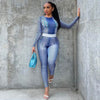 Fashion Skinny 2pcs Printed Athleisure Outfit women