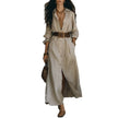 V-Neck Long Shirt Dress for Women – Cotton Linen A-Line Maxi Dress Canada USA