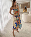 Elegant Ladies Spaghetti strap Vacation Resort Boho Floral Summer Maxi dress