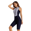 Women's Sunscreen Conservative One-Piece Swimsuit | Grid Print Quick-Dry Swimwear S-XXL
