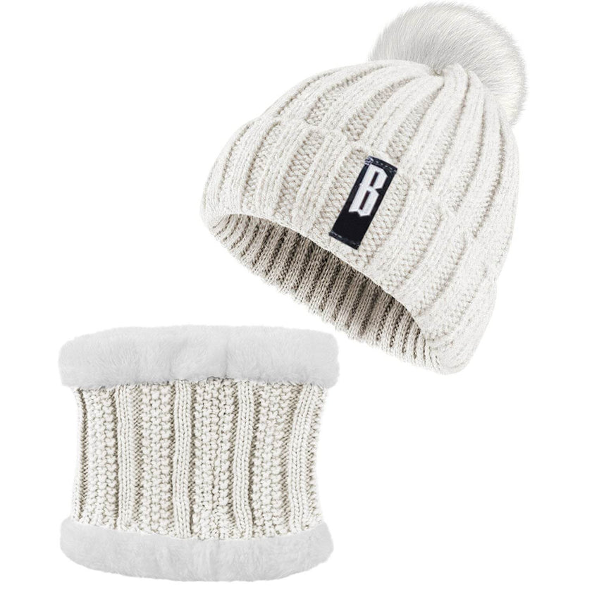 1Set Winter Beanie Hat Scarf Set Women Warm Knitting Skull Cap Neck Warmer For Walking Running Hiking Camping Outdoors Gift