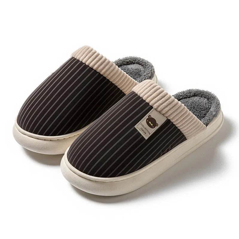 Striped Slippers – Non-Slip Warm Wear-Resistant Footwear