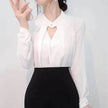 White Chiffon Blouse top Long Sleeves Office Blouses For Women