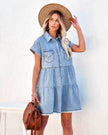 Casual Fashion Denim Short Sleeve loose mini Dress