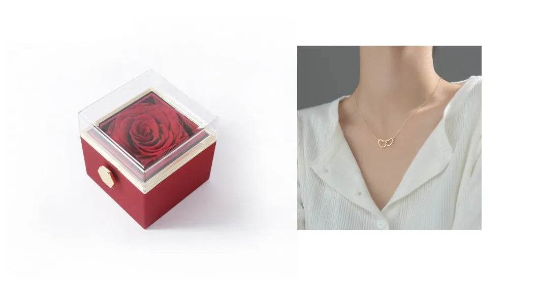 Fashion Acrylic Rotating  Valentine  Rose Jewelry gift  Box