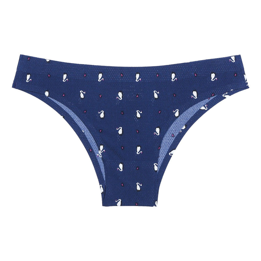 Women's Seamless Floral Print Low-Waist Briefs No-Trace Breathable