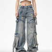 Distressed Washed Oversized Baggy Cargo Jeans Pant