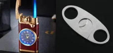 New Lighter With Electric Watch Rocker Arm Automatic Ignition Straight Blue Flame Lighter Creative Real Dial Inflatable Windproof Cigar Lighter Men's Watch Gift