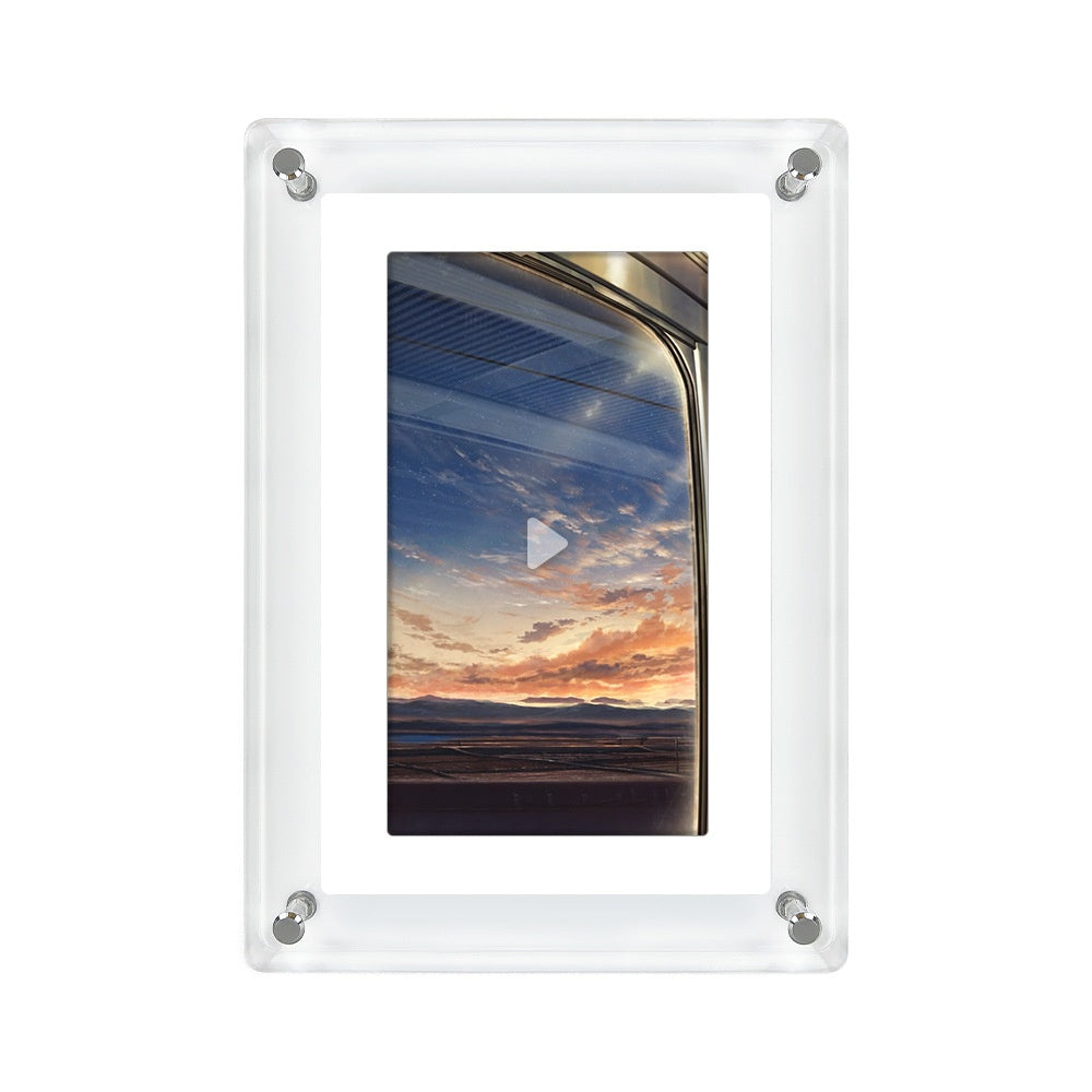 5-inch Transparent Acrylic Digital Photo Frame with Video Player & Stereo Speaker