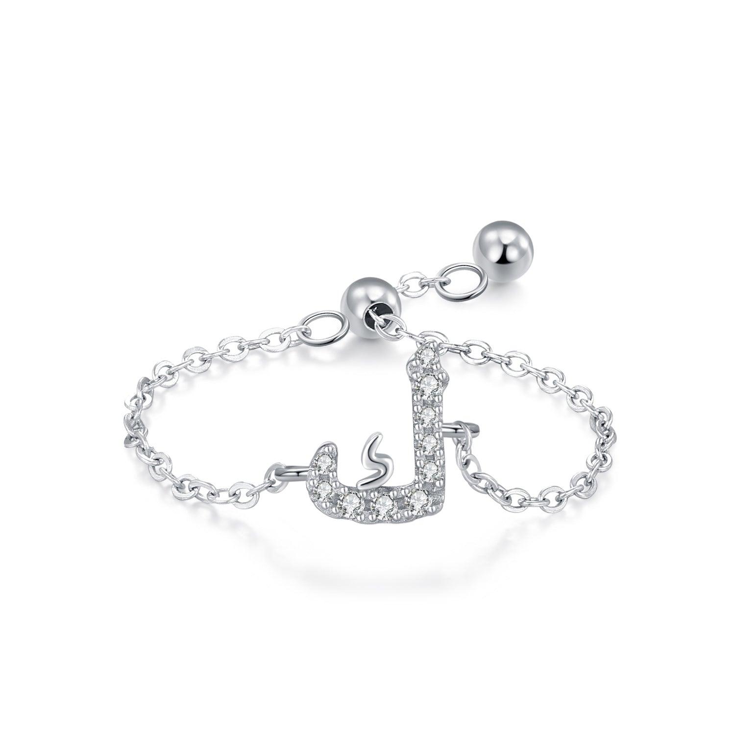 S925 Sterling Silver Niche Style Arabic Letters Pull-out Chain All-match Stackable