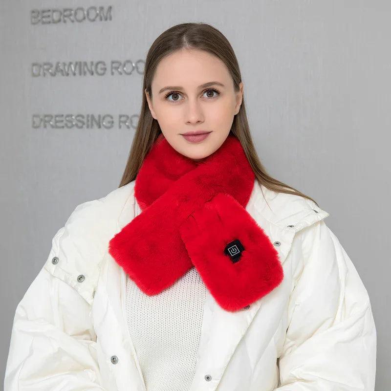 Smart USB Electric Heated fluffy Plush Winter Shawl Neck Wrap Pain Relief Neck Scarf