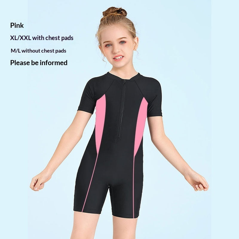 Boys & Girls Sun Protection One-Piece Training Swimsuit | Short Sleeve Swimwear Canada