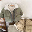 Korean Style Lamb Fur Collar Fleece-lined Thickened Cotton-padded Coat Fashion