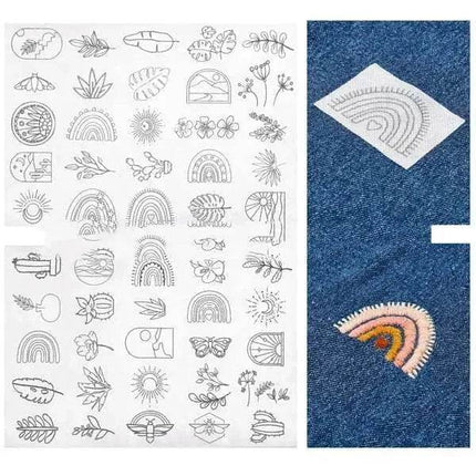 50pcs Water Soluble Stick and Stitch Embroidery Patterns stickers for Clothes