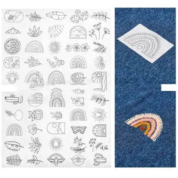50pcs Water Soluble Stick and Stitch Embroidery Patterns stickers for Clothes