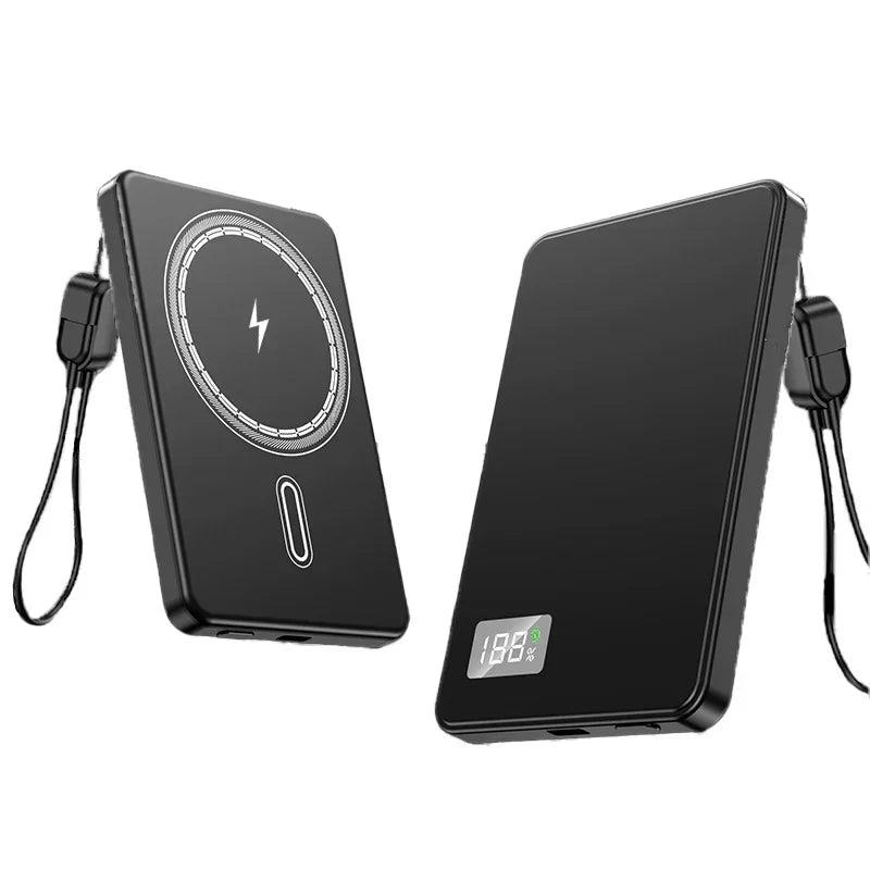 Ultra-thin Fast Charging Magnetic Power Bank With Built-in Cable