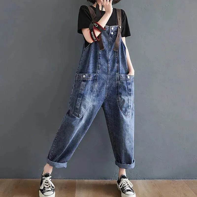 Y2K Women's Loose Denim Overalls  Romper Suit